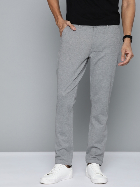 

Mast & Harbour Men Grey Melange Regular Fit Solid Trousers