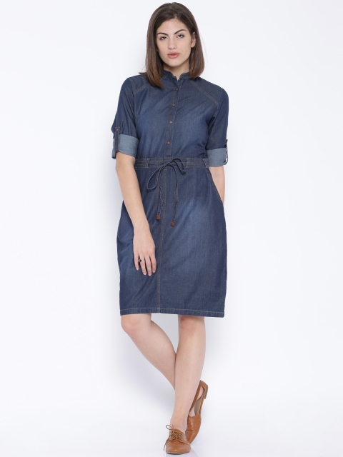 

Tokyo Talkies Navy Denim Shirt Dress, Navy blue