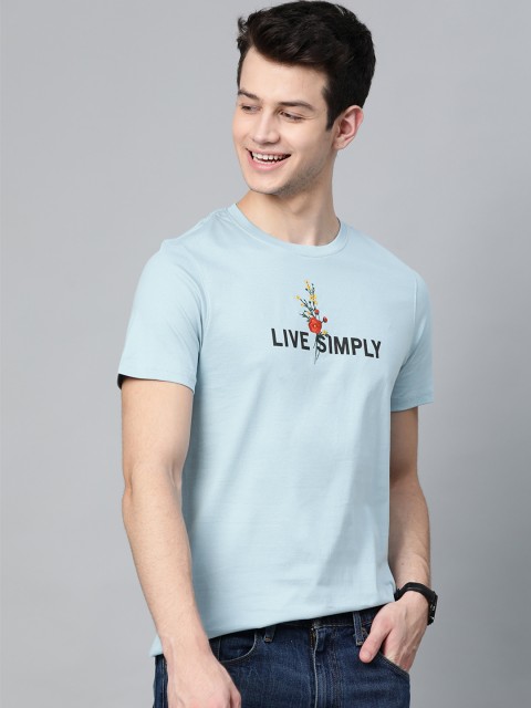 

Mast & Harbour Men Blue & Black Printed Round Neck T-shirt