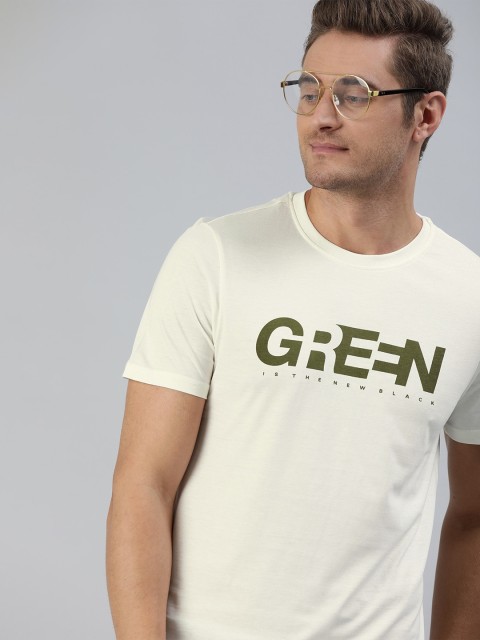 

Mast & Harbour Men Off-White Printed Round Neck Sustainable T-shirt