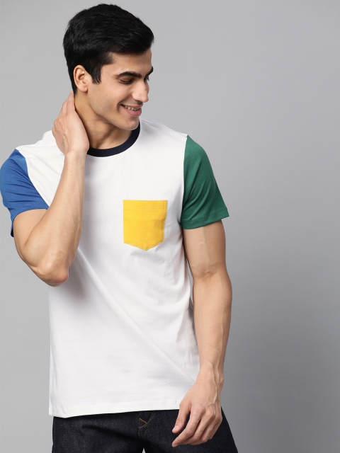

Mast & Harbour Men White Colourblocked Round Neck T-shirt
