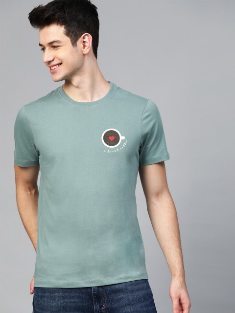 

Mast & Harbour Men Green Solid Round Neck T-shirt