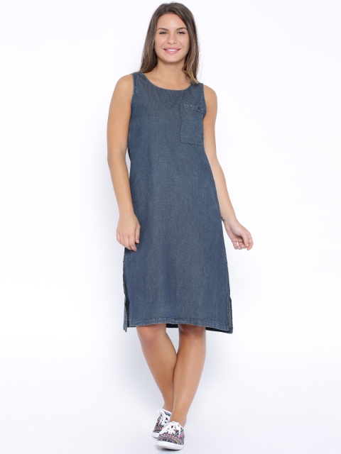 

Tokyo Talkies Blue Denim A-Line Dress