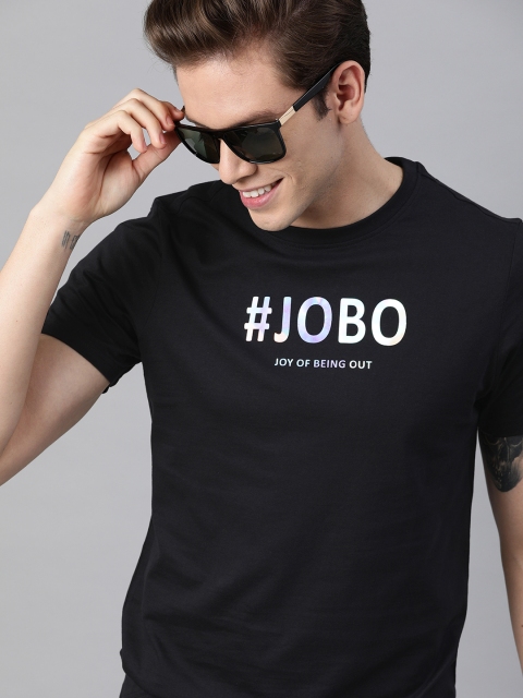 

Mast & Harbour Men Black Printed Round Neck T-shirt