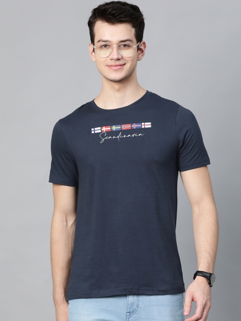 

Mast & Harbour Men Navy Blue Printed Round Neck T-shirt