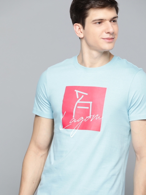 

Mast & Harbour Men Blue Printed Round Neck T-shirt