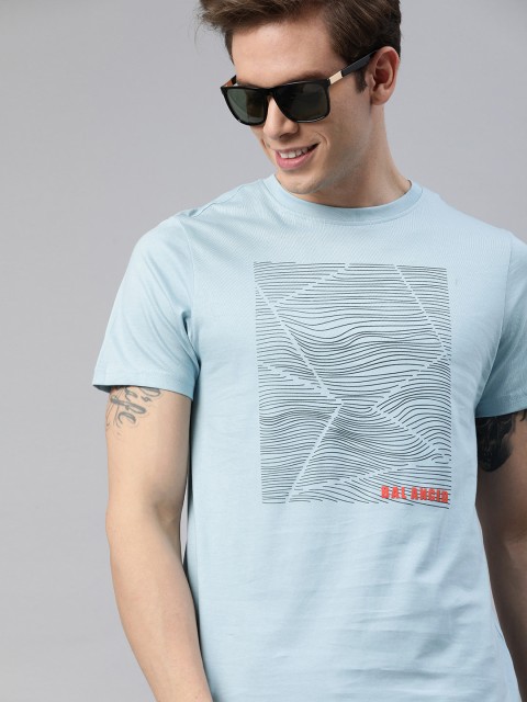 

Mast & Harbour Men Blue Printed Round Neck T-shirt