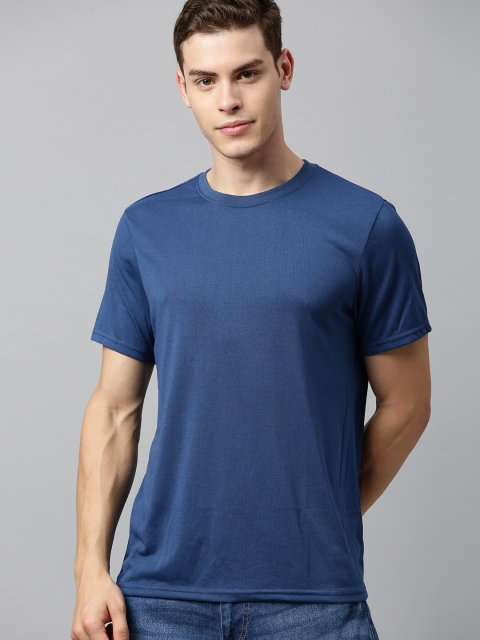 

Mast & Harbour Men Blue Solid Round Neck Sustainable T-shirt