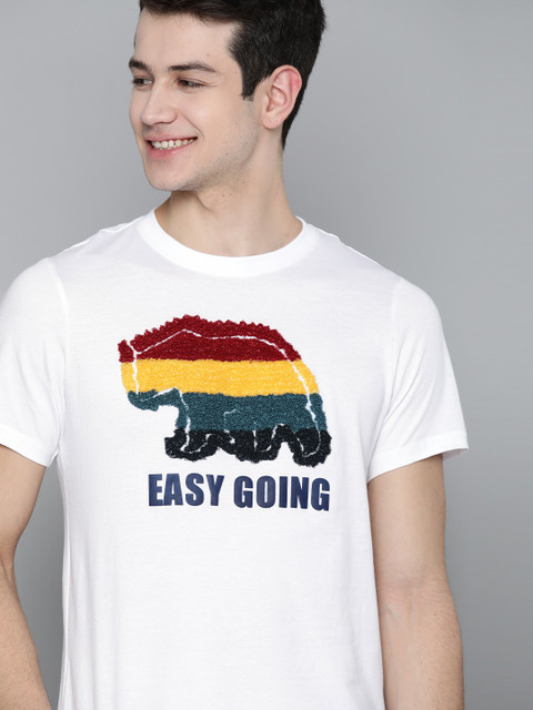

Mast & Harbour Men White Pure Cotton Solid Round Neck T-shirt