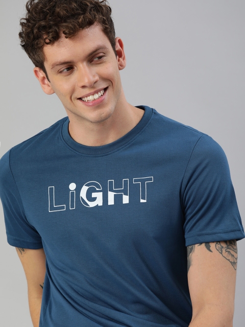

Mast & Harbour Men Teal Blue Printed Round Neck Sustainable T-shirt