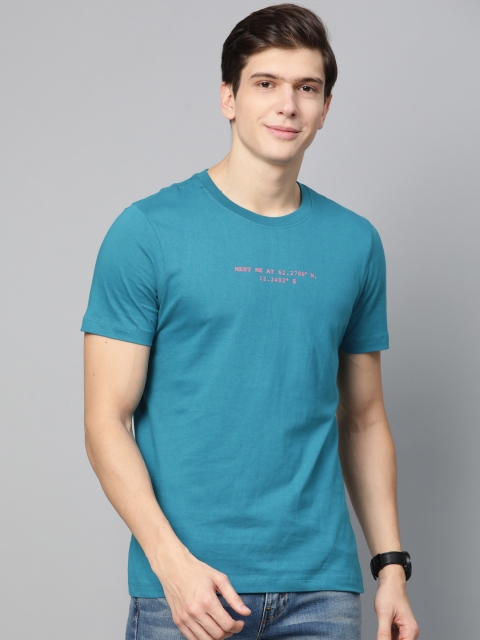 

Mast & Harbour Men Blue Solid Round Neck T-shirt