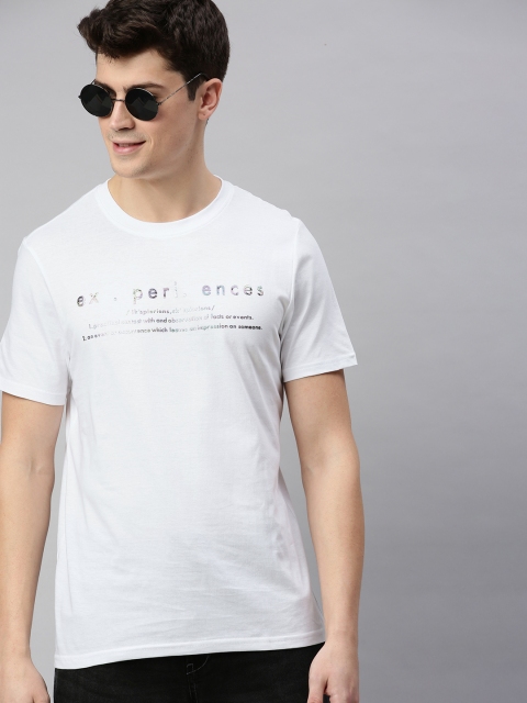 

Mast Harbour Men White Printed Round Neck Pure Cotton T-shirt