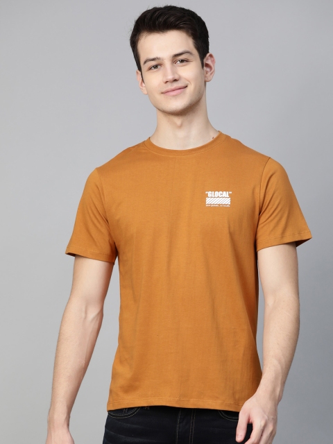 

Mast & Harbour Men Mustard Brown Solid Round Neck T-shirt