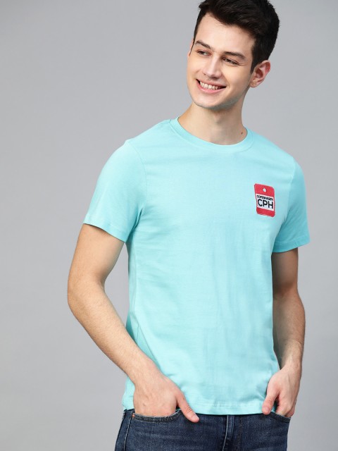 

Mast & Harbour Men Blue Solid Round Neck T-shirt