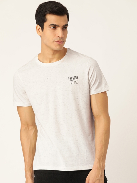 

ether Men Off-White Self-Design Round Neck T-shirt