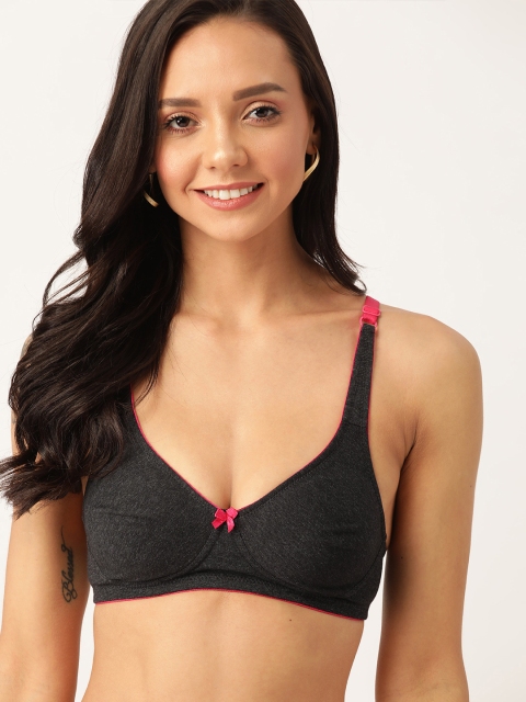 

DressBerry Charcoal Grey Solid Non-Wired Non Padded Everyday Bra