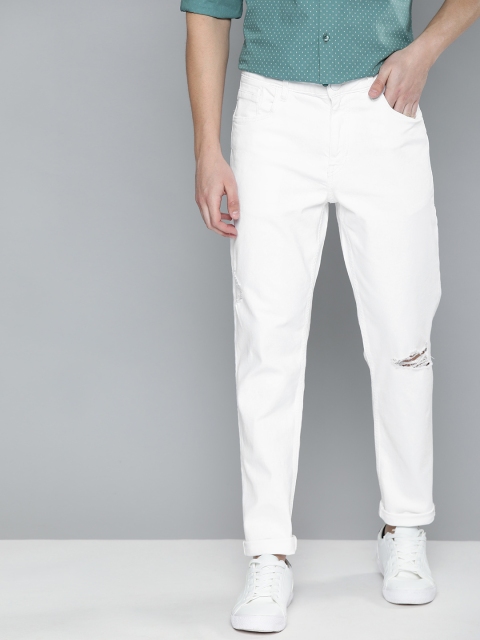 

Mast & Harbour Men White Carrot Fit Mid-Rise Mildly Distressed Stretchable Jeans