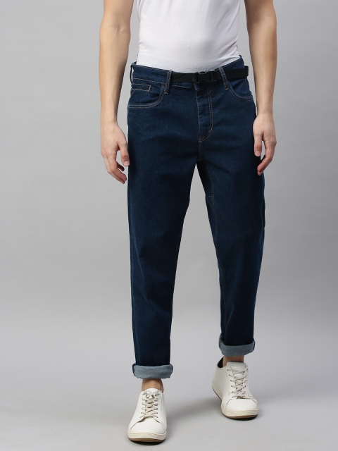 

Mast & Harbour Men Blue Carrot Fit Mid-Rise Clean Look Stretchable Jeans