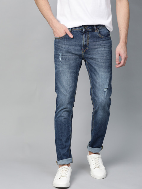 

Mast & Harbour Men Blue Slim Fit Mid-Rise Low Distress Stretchable Jeans