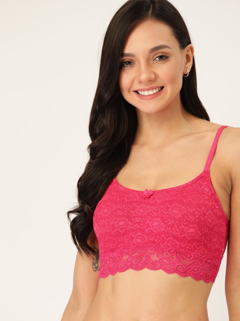 

DressBerry Pink Lace Non-Wired Lightly Padded Bralette DB-BRA-DRM-AW20-085