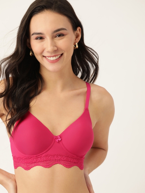 

DressBerry Pink Solid Non-Wired Lightly Padded Bralette Bra DB-BRA-DRM-AW20-096