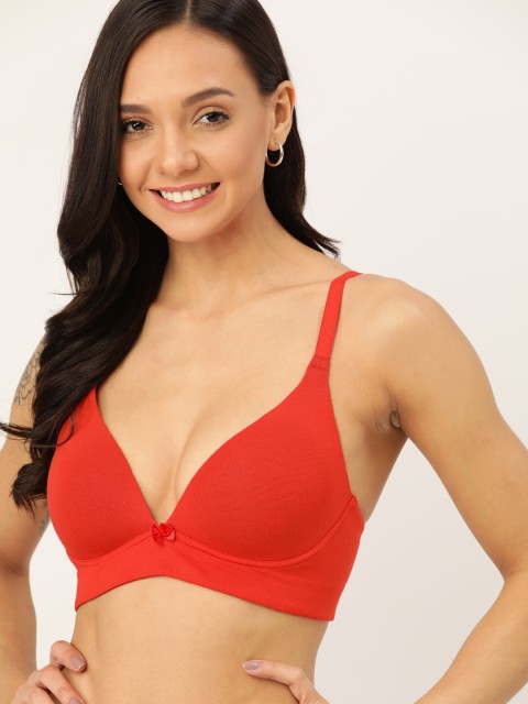 

DressBerry Red Solid Non-Wired Lightly Padded Plunge Bra DB-BRA-DRM-AW20-079