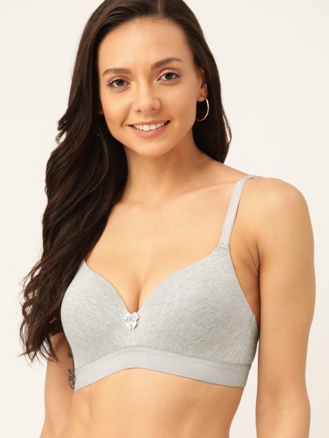 

DressBerry Grey Melange Solid Non-Wired Lightly Padded Plunge Bra DB-BRA-DRM-AW20-130