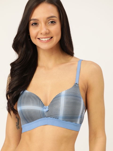 

DressBerry Blue & Black Printed Non-Wired Lightly Padded Everyday Bra DB-BRA-DRM-AW20-026