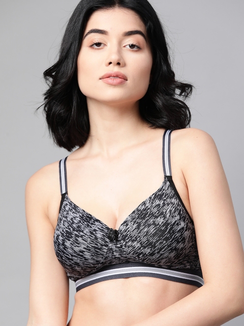 

Roadster Black & Grey Abstract Everyday Bra Medium Coverage Lightly Padded RDW-TSH-LPNW