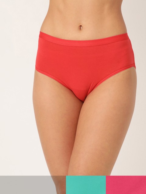 

DressBerry Women Pack of 3 Hipster Briefs DB-BRF-3PP-SOL-001, Red