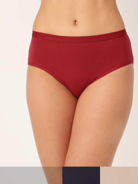 

DressBerry Women Pack of 3 Hipster Briefs DB-BRF-3PP-SOL-001, Maroon