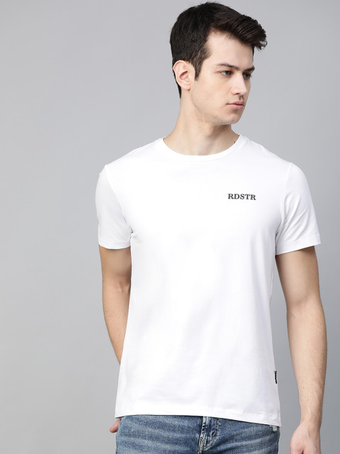 

Roadster Men White Solid Round Neck T-shirt