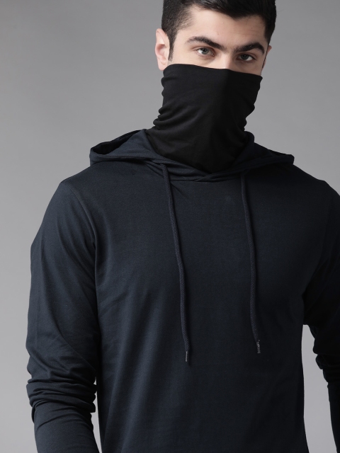 

Roadster Men Navy Blue Solid Hood Cotton Sweatshirt