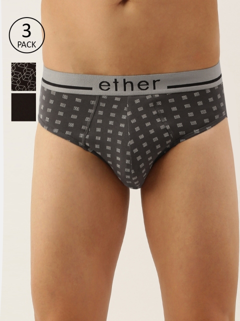 

ether Men Pack Of 3 Knitted Basic Briefs ETH-BRF-3PP-001, Grey