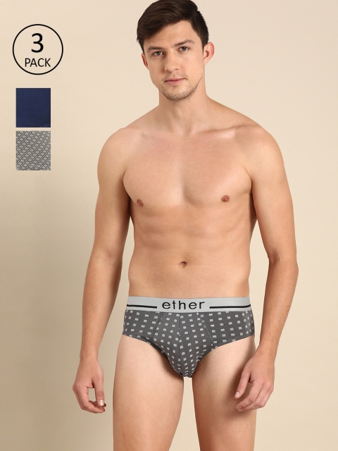 

ether Men Pack of 3 Trunks ETH-BRF-3PP-006, Grey