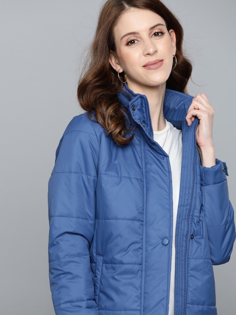 

Harvard Women Blue Solid Padded Jacket
