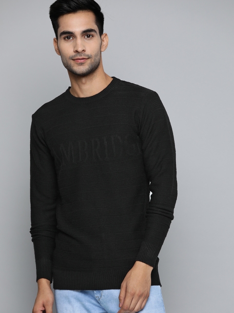 

Harvard Men Black Self Striped Acrylic Pullover