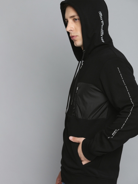 

Harvard Men Black Solid Hooded Sweatshirt