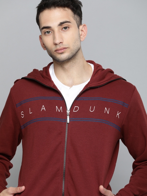 

Harvard Men Maroon Printed Hooded Sweatshirt