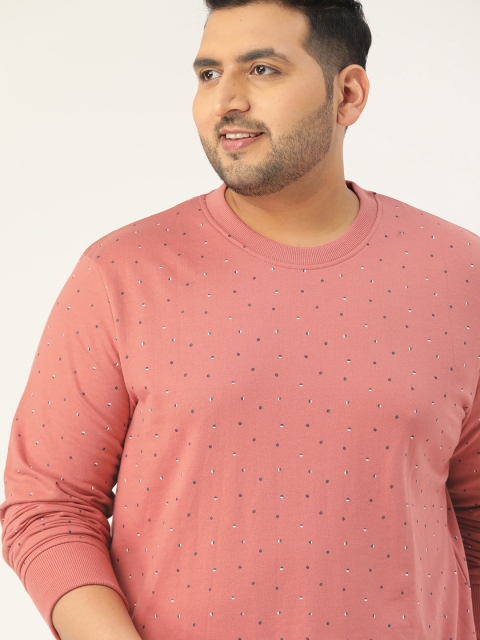 

Sztori Men Plus Size Pink & Blue Polka Dots Pullover Sweatshirt