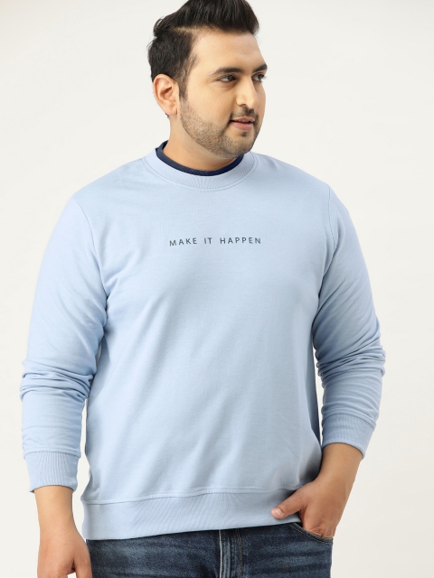 

Sztori Plus Size Men Blue Solid Sweatshirt