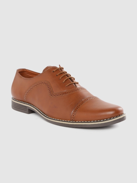 

INVICTUS Men Brown Solid Formal Oxfords with Perforated Detail