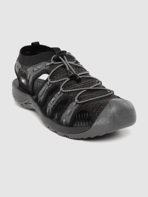 

HRX by Hrithik Roshan Men Black & Charcoal Grey Skinfit Outdoor Sandals
