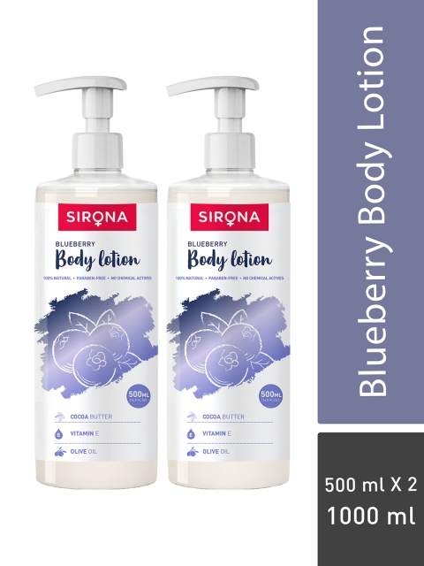 

Sirona Set of 2 Natural Blueberry Body Lotion 500 ml each, White