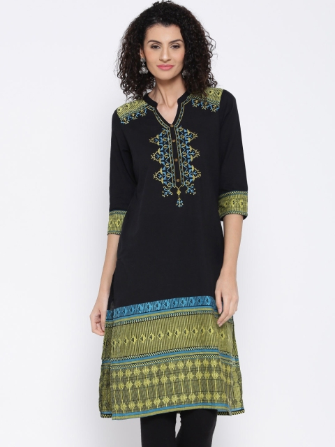 

Aurelia Black Woven Design Kurta