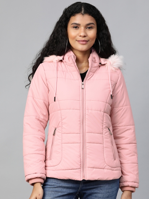 

Foreign Culture By Fort Collins Women Pink Solid Lightweight Hooded Parka Jacket