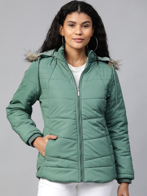 

Foreign Culture By Fort Collins Women Green Solid Lightweight Hooded Parka Jacket