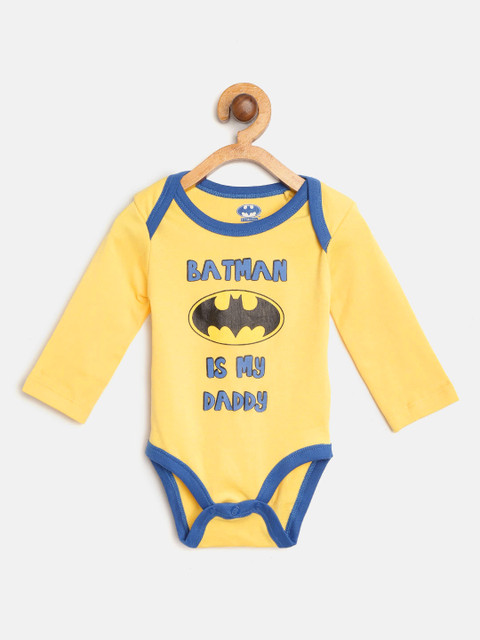 

Moms Love Boys Yellow & Blue Batman Printed Bodysuit