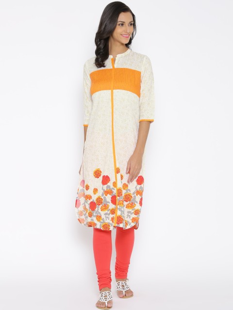 

AURELIA Off-White Floral Print Kurta