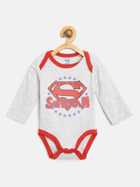 

Moms Love Boys Grey Melange & Red Superman Print Bodysuit